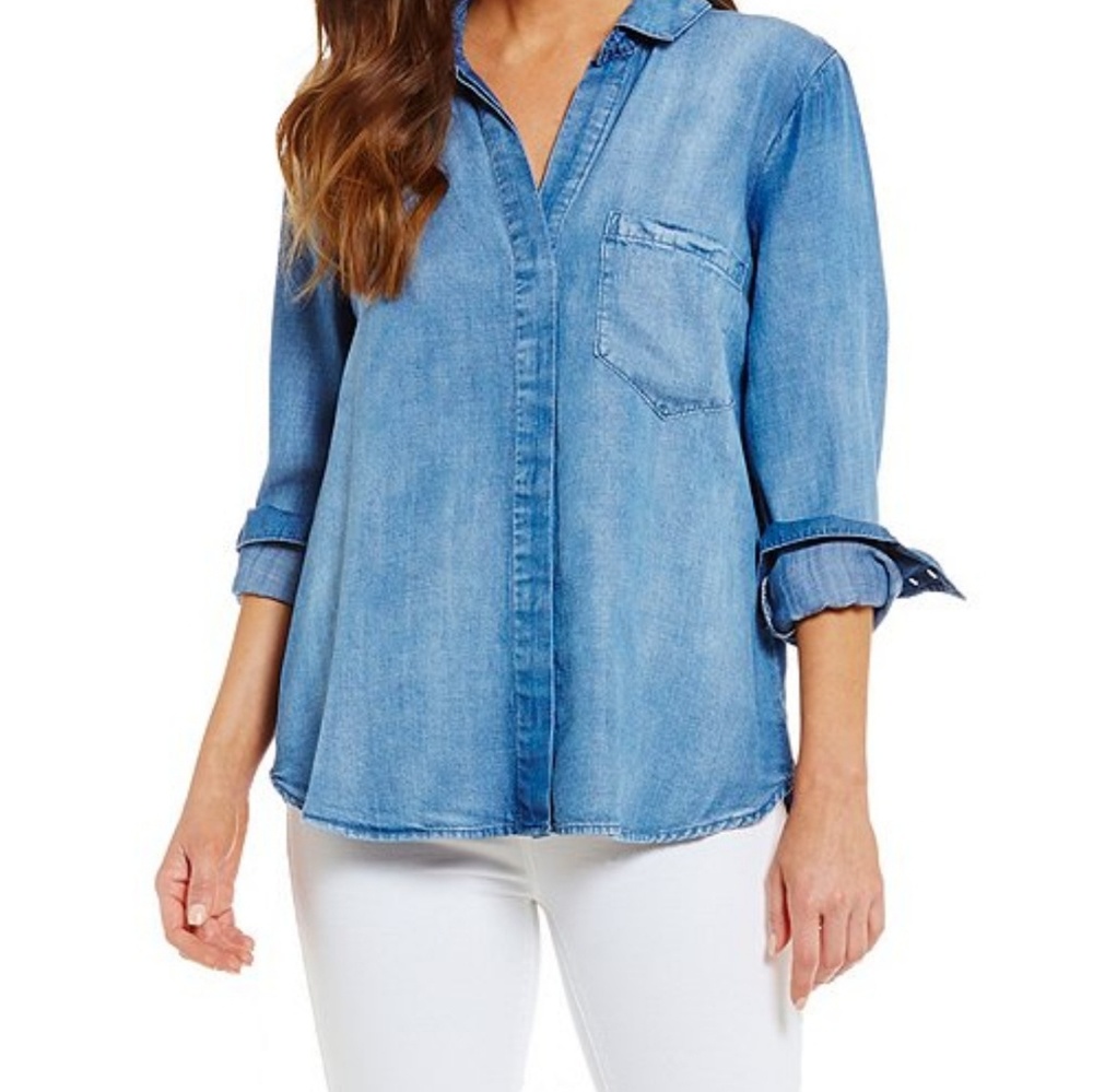 Chelsea and Violet Chambray Crossover Top